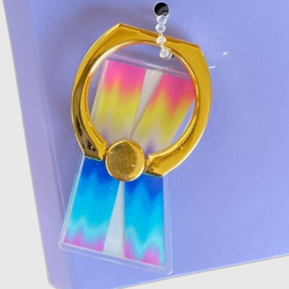 Claire's Rainbow K Shaped Phone Grip Holder With Goldtone Ring